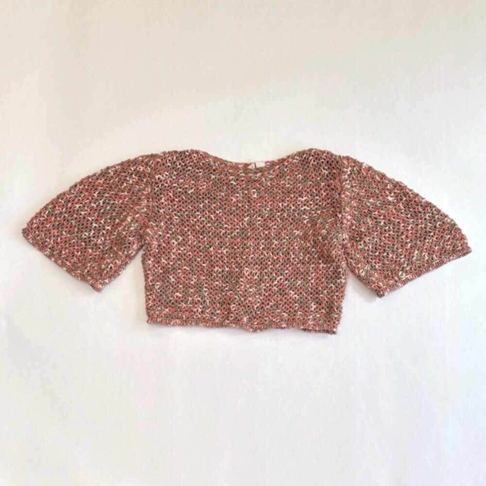 MOTH Salina Open Weave Cropped Crochet Sweater Anthropologie - Small